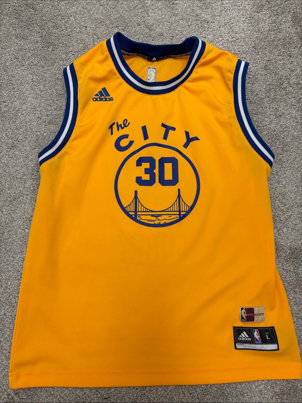 adidas Yellow City Curry Basketball Jersey adult large L